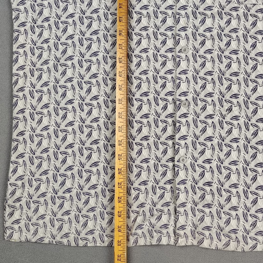 Vintage Silk 100% Silk Button Up Shirt Men 2XL Gray Casual Abstract Geometric - Picture 6 of 10